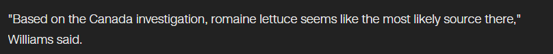 Lettuce Is Most Likely the Source of E coli Contamination
